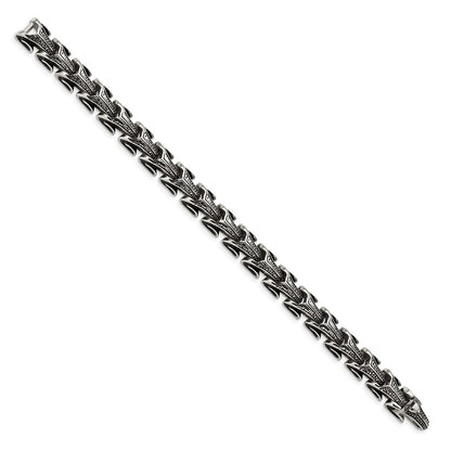 Chisel Stainless Steel Antiqued and Polished 8.5 inch Dragon Scale Link Bracelet