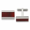 Chisel Stainless Steel Polished Red Koa Wood Inlay Rectangle Cufflinks