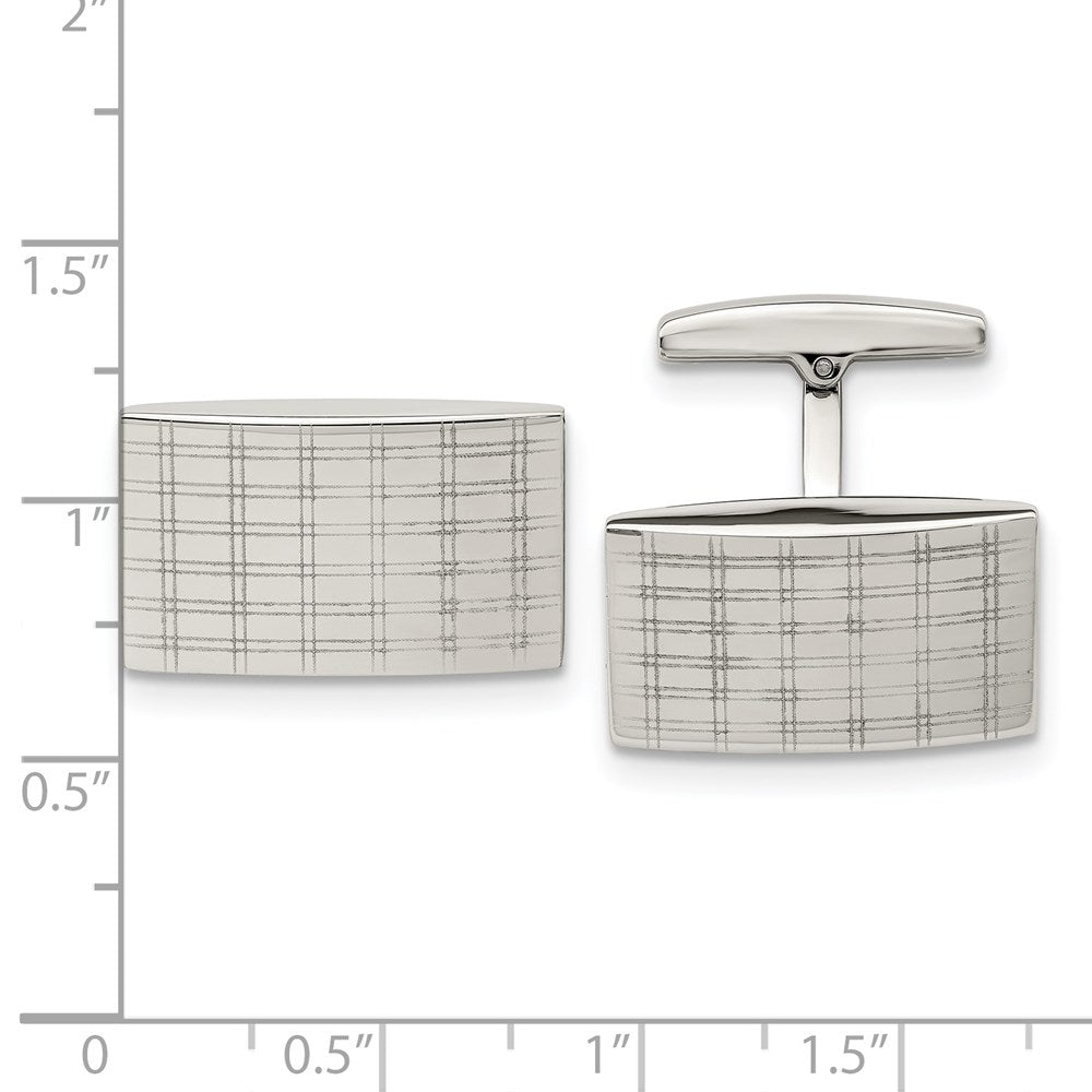 Chisel Stainless Steel Polished Laser Design Rectangle Cufflinks