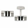 Chisel Stainless Steel Polished Mother of Pearl and Onyx Cufflinks