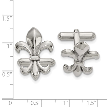 Chisel Stainless Steel Polished Fleur de Lis Cufflinks