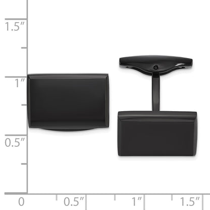 Chisel Stainless Steel Polished Black IP-plated Rectangle Cuff Links
