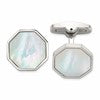 Chisel Stainless Steel Polished with Mother of Pearl Inlay Octagon Cuff Links