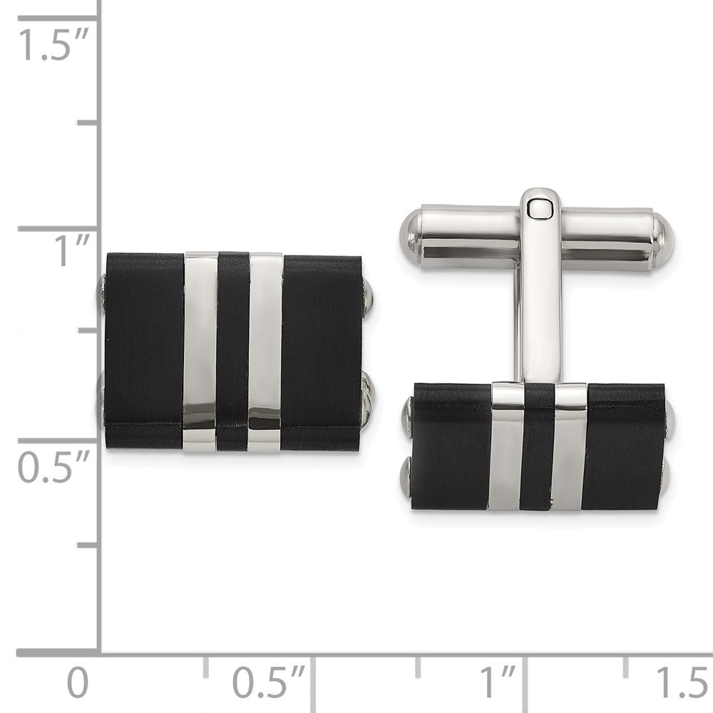 Chisel Stainless Steel Brushed and Polished Black IP-plated Cuff Links