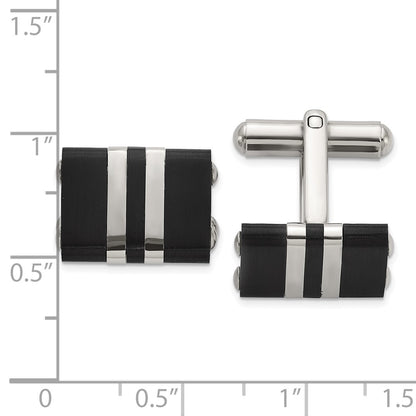 Chisel Stainless Steel Brushed and Polished Black IP-plated Cuff Links
