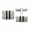 Chisel Stainless Steel Brushed and Polished Black IP-plated Striped Cuff Links