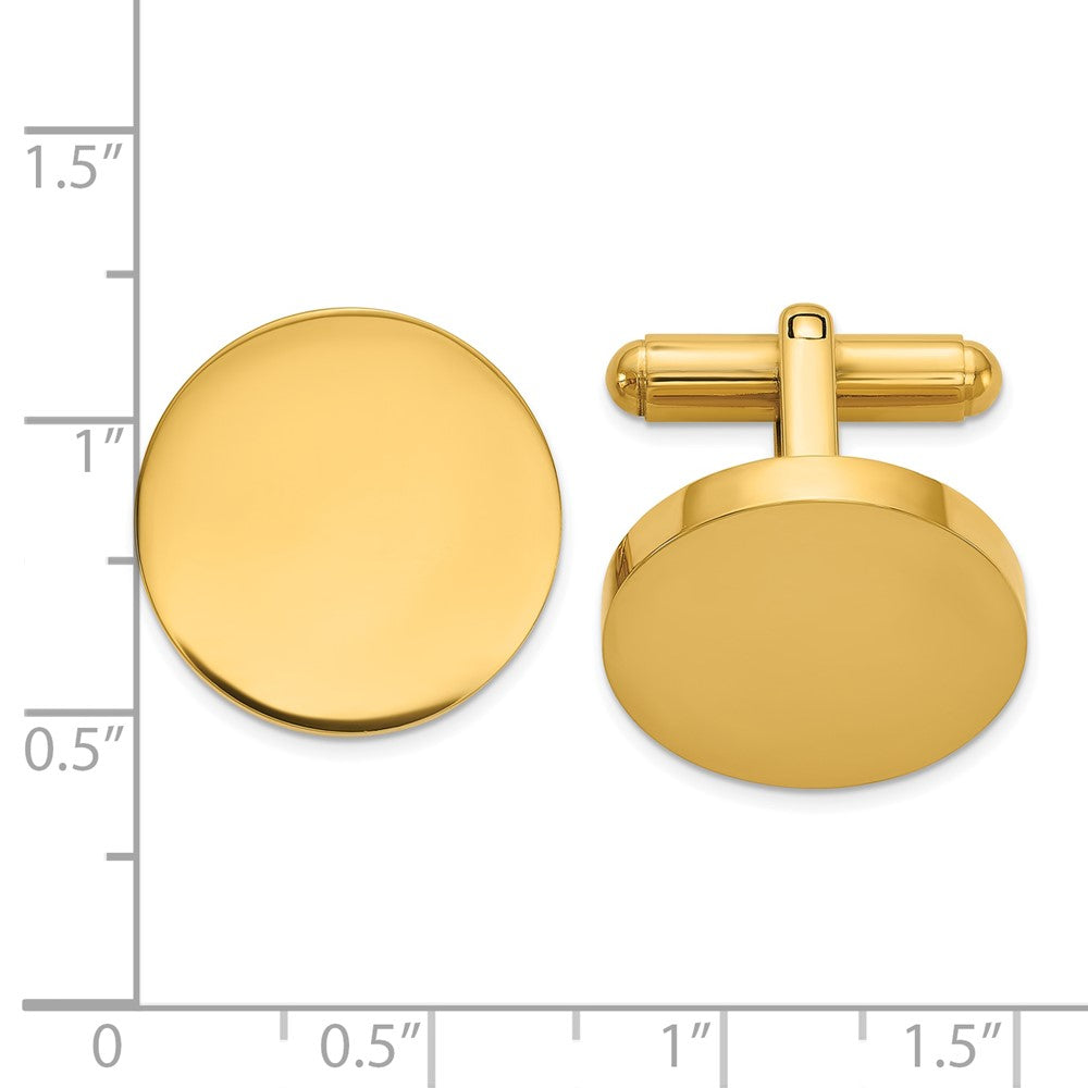 Chisel Stainless Steel Polished Yellow IP-plated Circle Cuff Links