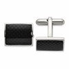 Chisel Stainless Steel Polished with Black Carbon Fiber Inlay Cuff Links