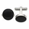 Chisel Stainless Steel Polished with Black Enameled Center Cuff Links