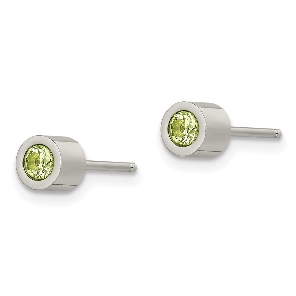 Chisel Stainless Steel Polished Green CZ May Birthstone Post Stud Earrings