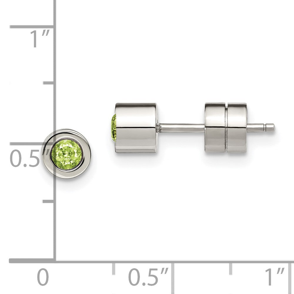 Chisel Stainless Steel Polished Green CZ May Birthstone Post Stud Earrings
