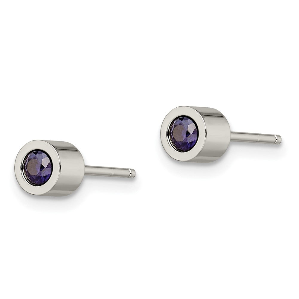 Chisel Stainless Steel Polished Blue CZ September Birthstone Post Stud Earrings