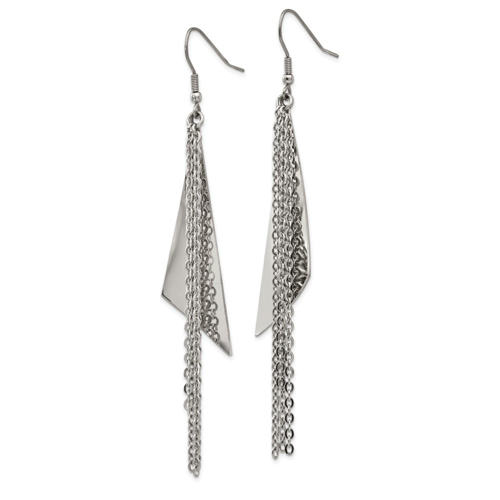 Chisel Stainless Steel Polished Multi Chain Dangle Shepherd Hook Earrings