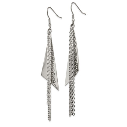 Chisel Stainless Steel Polished Multi Chain Dangle Shepherd Hook Earrings