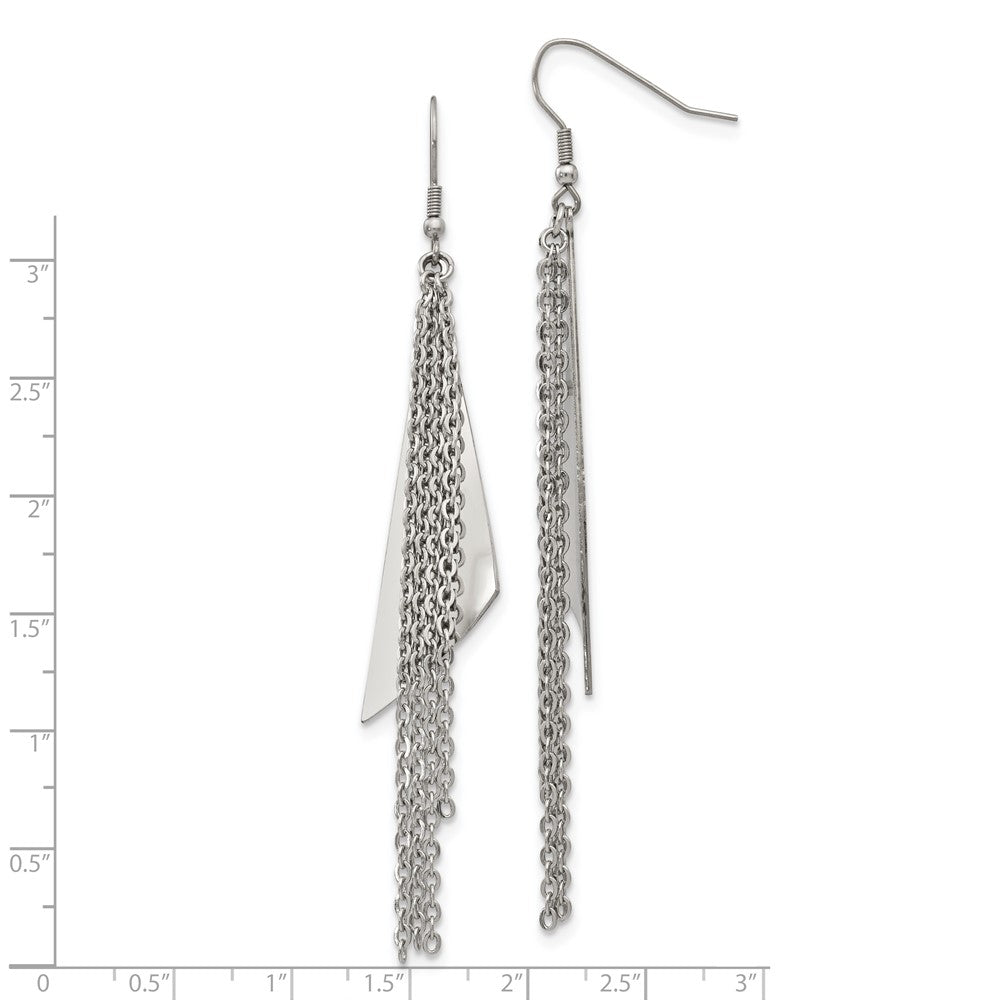 Chisel Stainless Steel Polished Multi Chain Dangle Shepherd Hook Earrings