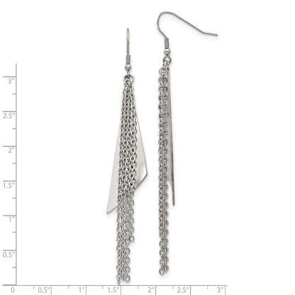 Chisel Stainless Steel Polished Multi Chain Dangle Shepherd Hook Earrings
