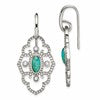 Chisel Stainless Steel Polished Imitation Turquoise and CZ Dangle Shepherd Hook Earrings
