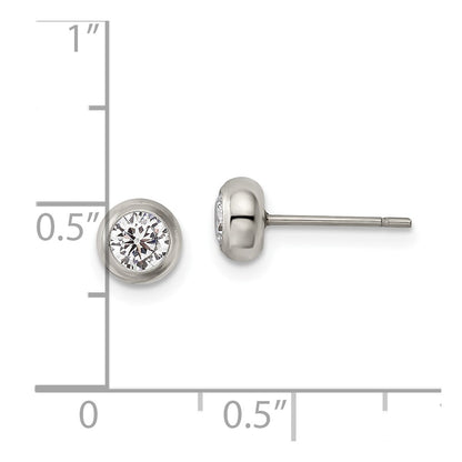 Chisel Stainless Steel Polished 4mm Bezel CZ Stud Post Earrings