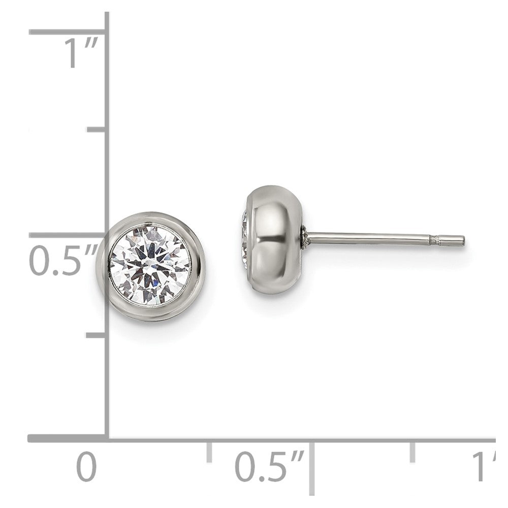 Chisel Stainless Steel Polished 5mm Bezel CZ Stud Post Earrings