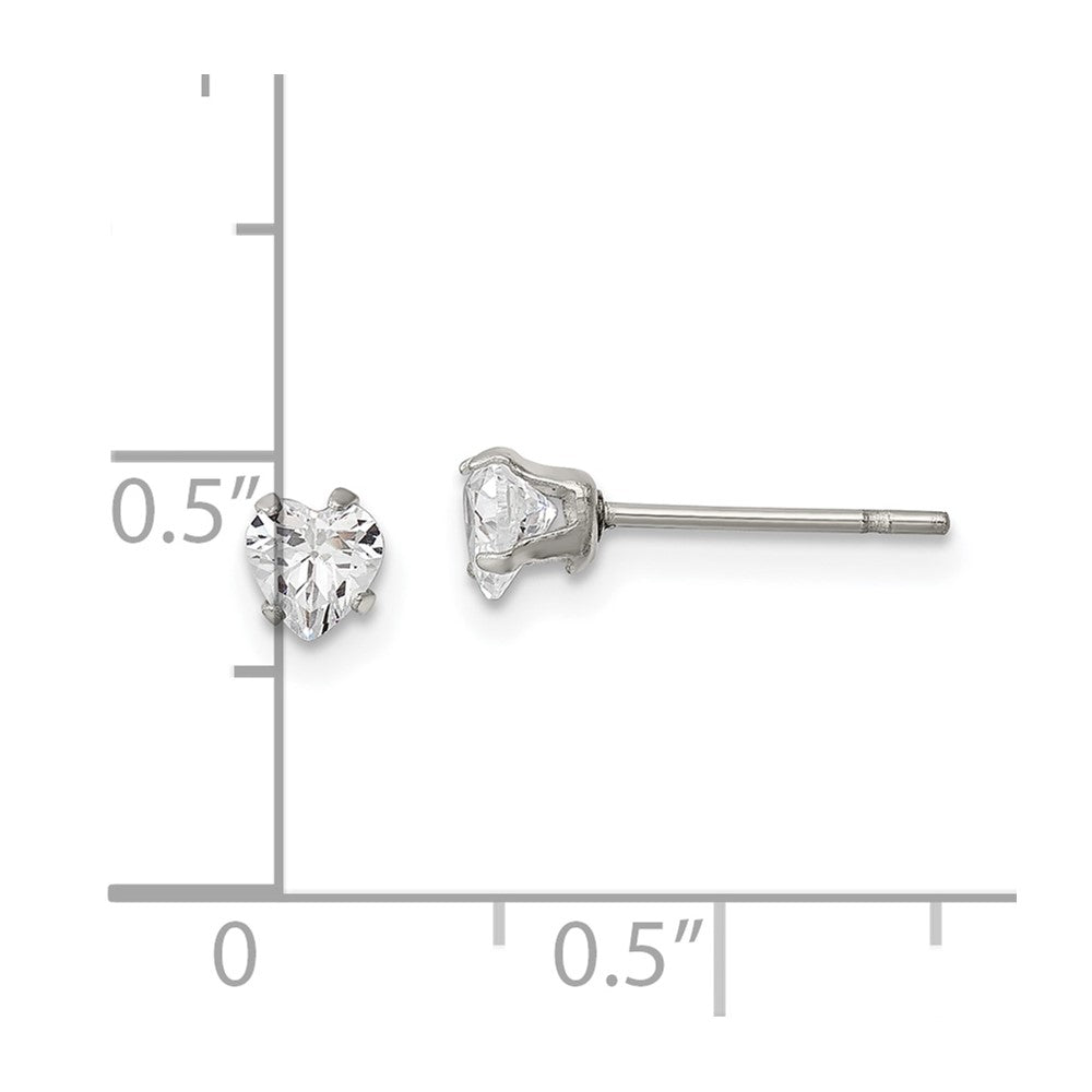 Chisel Stainless Steel Polished 4mm Heart CZ Stud Post Earrings