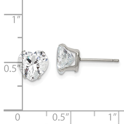 Chisel Stainless Steel Polished 8mm Heart CZ Stud Post Earrings