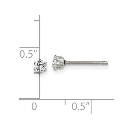 Chisel Stainless Steel Polished 3mm Round CZ Stud Post Earrings