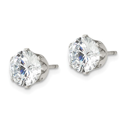 Chisel Stainless Steel Polished 8mm Round CZ Stud Post Earrings