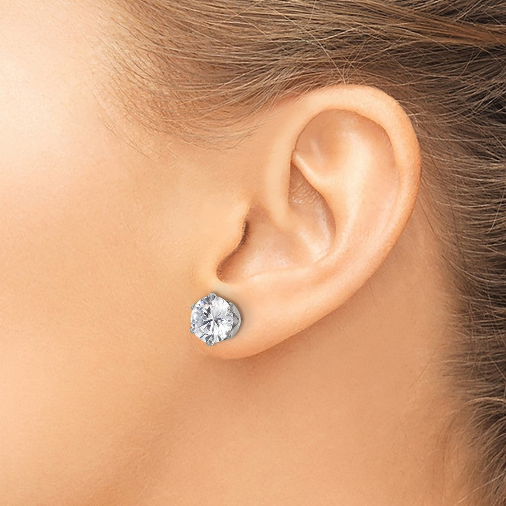 Chisel Stainless Steel Polished 9mm Round CZ Stud Post Earrings