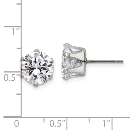 Chisel Stainless Steel Polished 9mm Round CZ Stud Post Earrings
