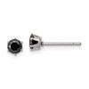 Chisel Stainless Steel Polished 4mm Black Round CZ Stud Post Earrings