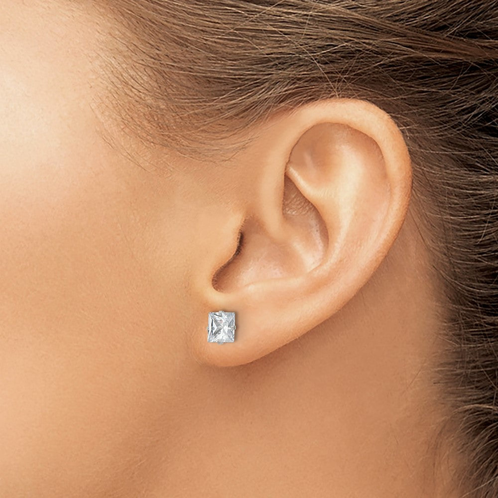 Chisel Stainless Steel Polished 6mm Square CZ Stud Post Earrings