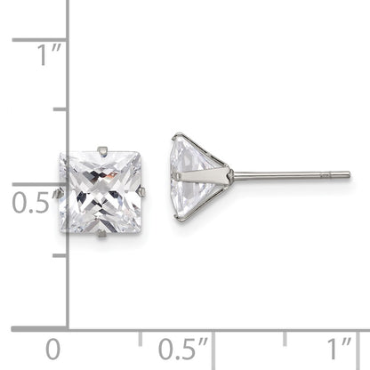 Chisel Stainless Steel Polished 7mm Square CZ Stud Post Earrings