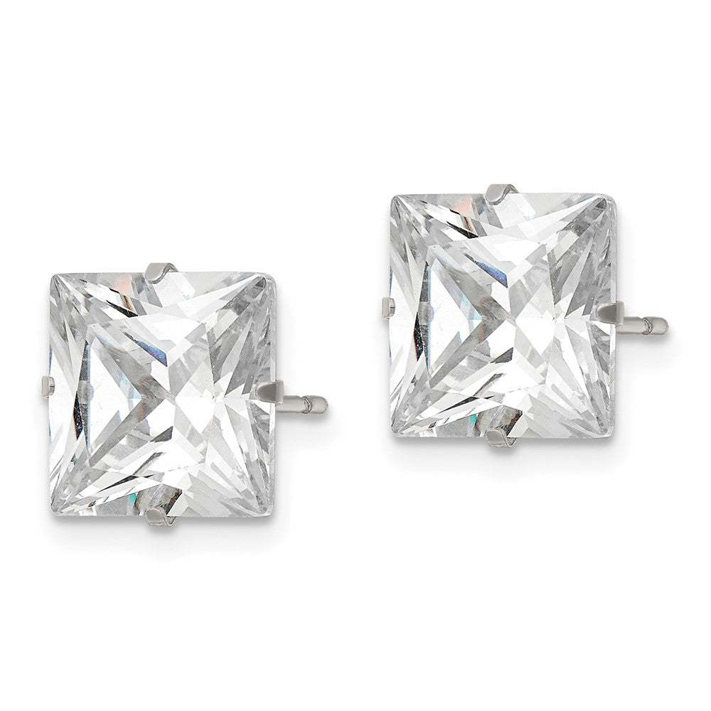 Chisel Stainless Steel Polished 10mm Square CZ Stud Post Earrings