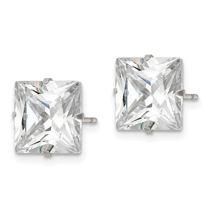 Chisel Stainless Steel Polished 10mm Square CZ Stud Post Earrings
