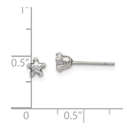 Chisel Stainless Steel Polished 4mm Star CZ Stud Post Earrings