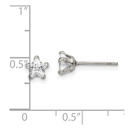 Chisel Stainless Steel Polished 5mm Star CZ Stud Post Earrings