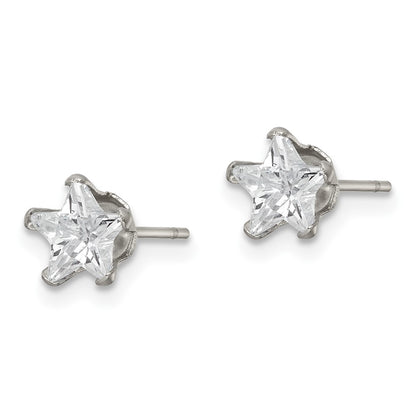 Chisel Stainless Steel Polished 6mm Star CZ Stud Post Earrings