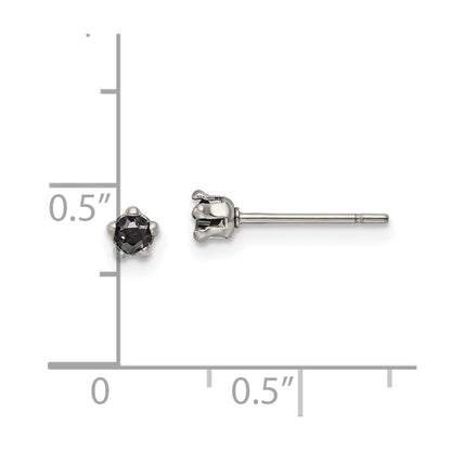 Chisel Stainless Steel Polished 3mm Black Star CZ Stud Post Earrings