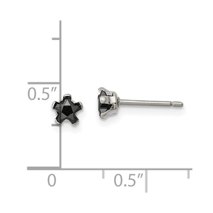 Chisel Stainless Steel Polished 4mm Black Star CZ Stud Post Earrings