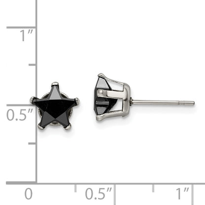 Chisel Stainless Steel Polished 7mm Black Star CZ Stud Post Earrings
