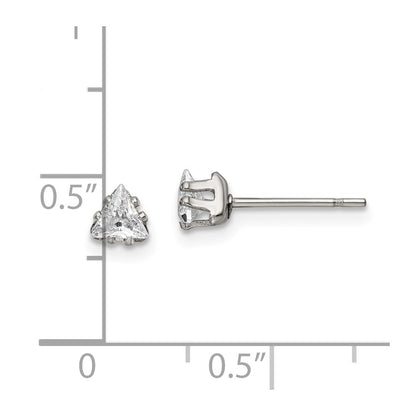 Chisel Stainless Steel Polished 4mm Triangle CZ Stud Post Earrings