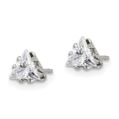 Chisel Stainless Steel Polished 5mm Triangle CZ Stud Post Earrings