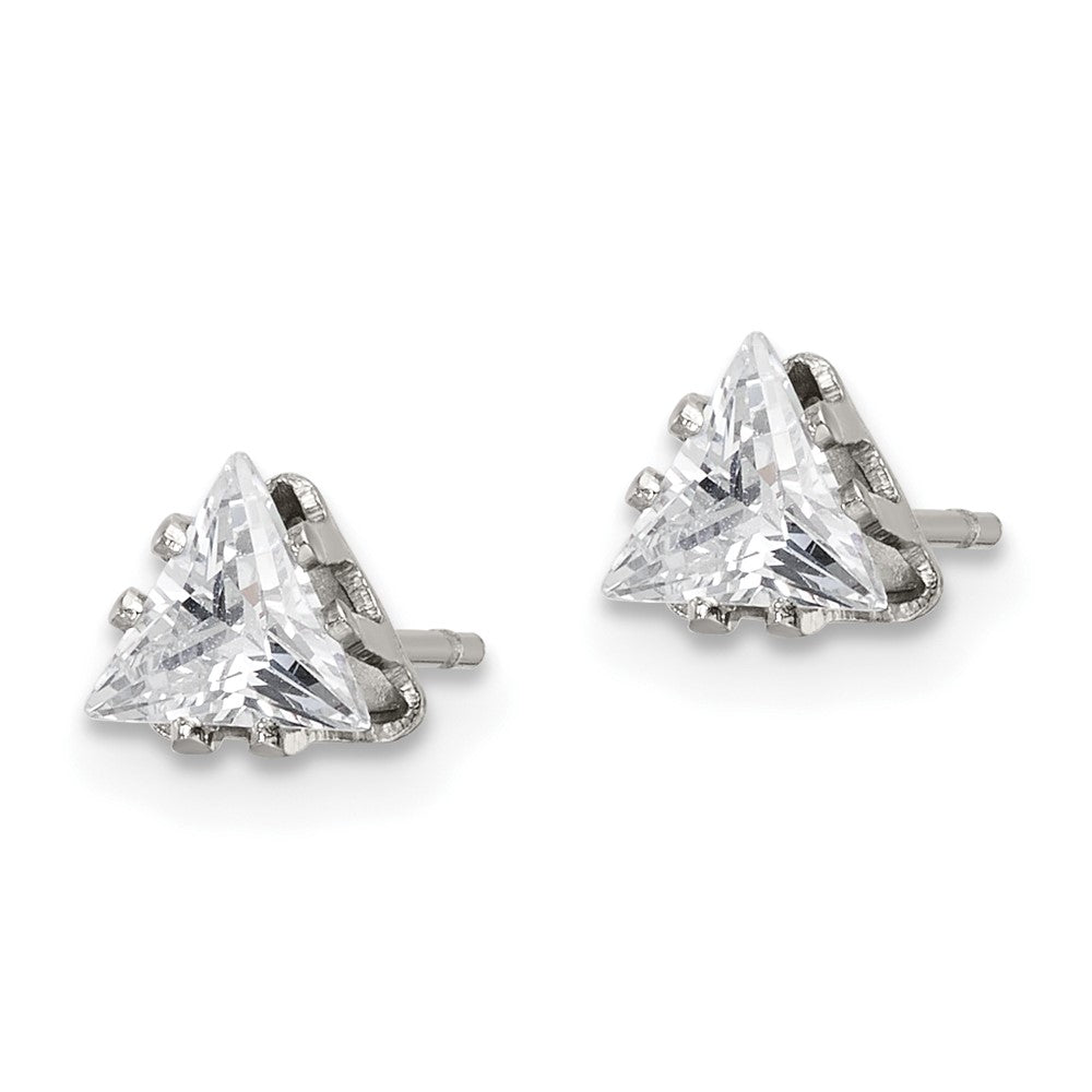 Chisel Stainless Steel Polished 5mm Triangle CZ Stud Post Earrings