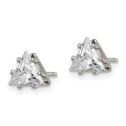 Chisel Stainless Steel Polished 6mm Triangle CZ Stud Post Earrings