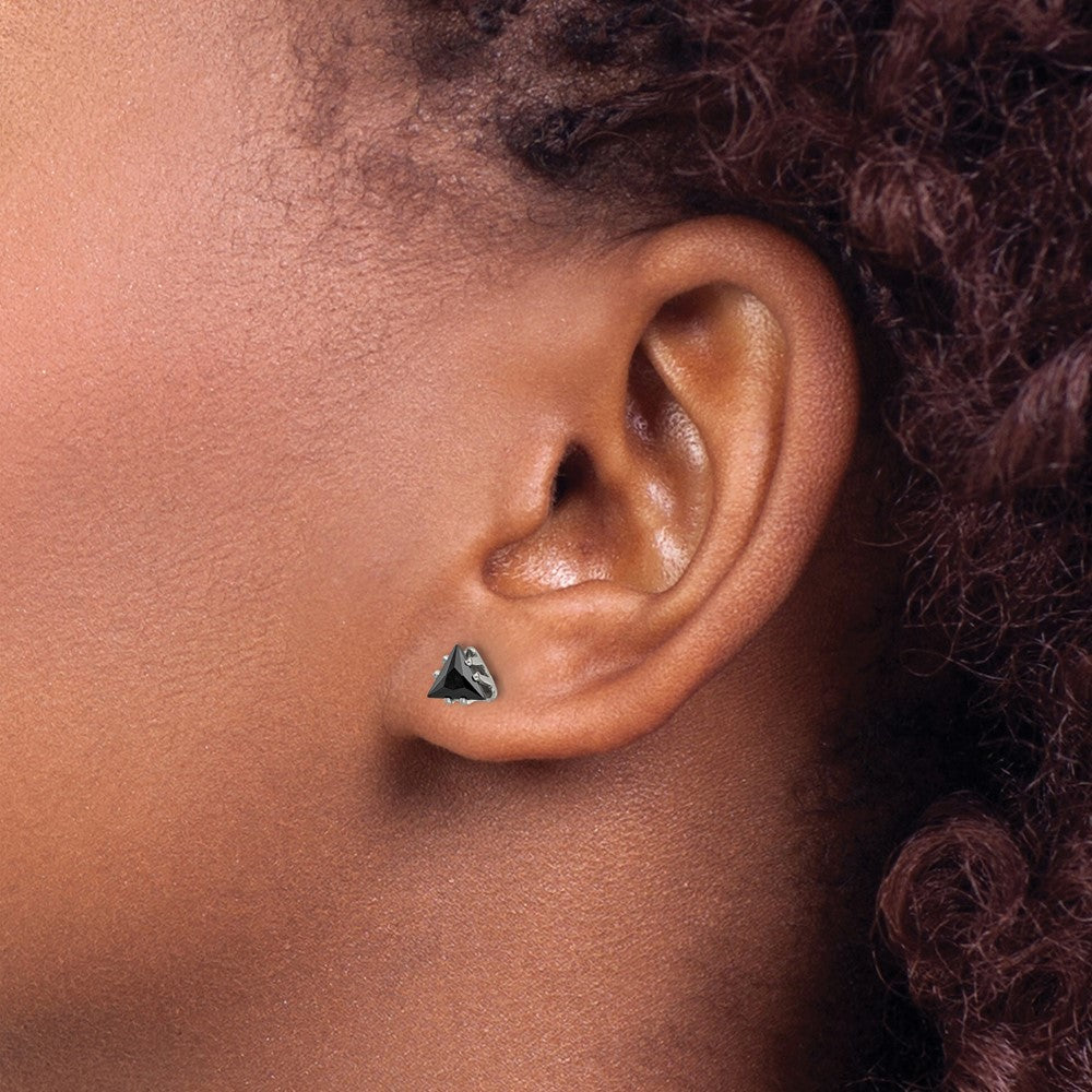 Chisel Stainless Steel Polished 5mm Black Triangle CZ Stud Post Earrings