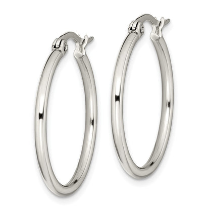 Chisel Stainless Steel Polished 27mm Diameter 2mm Hoop Earrings