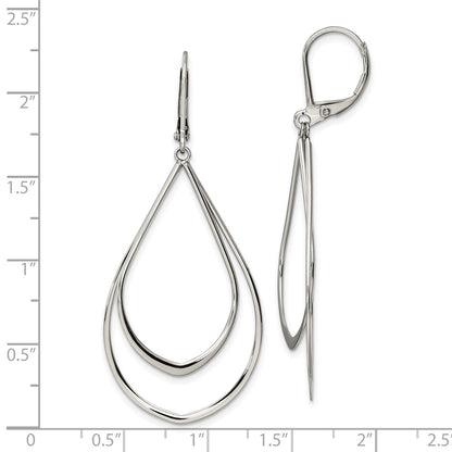 Chisel Stainless Steel Polished Double Teardrop Dangle Leverback Earrings