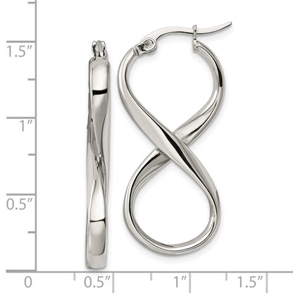 Chisel Stainless Steel Polished Infinity Symbol Twist Hoop Earrings