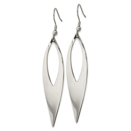 Chisel Stainless Steel Polished Dangle Shepherd Hook Earrings