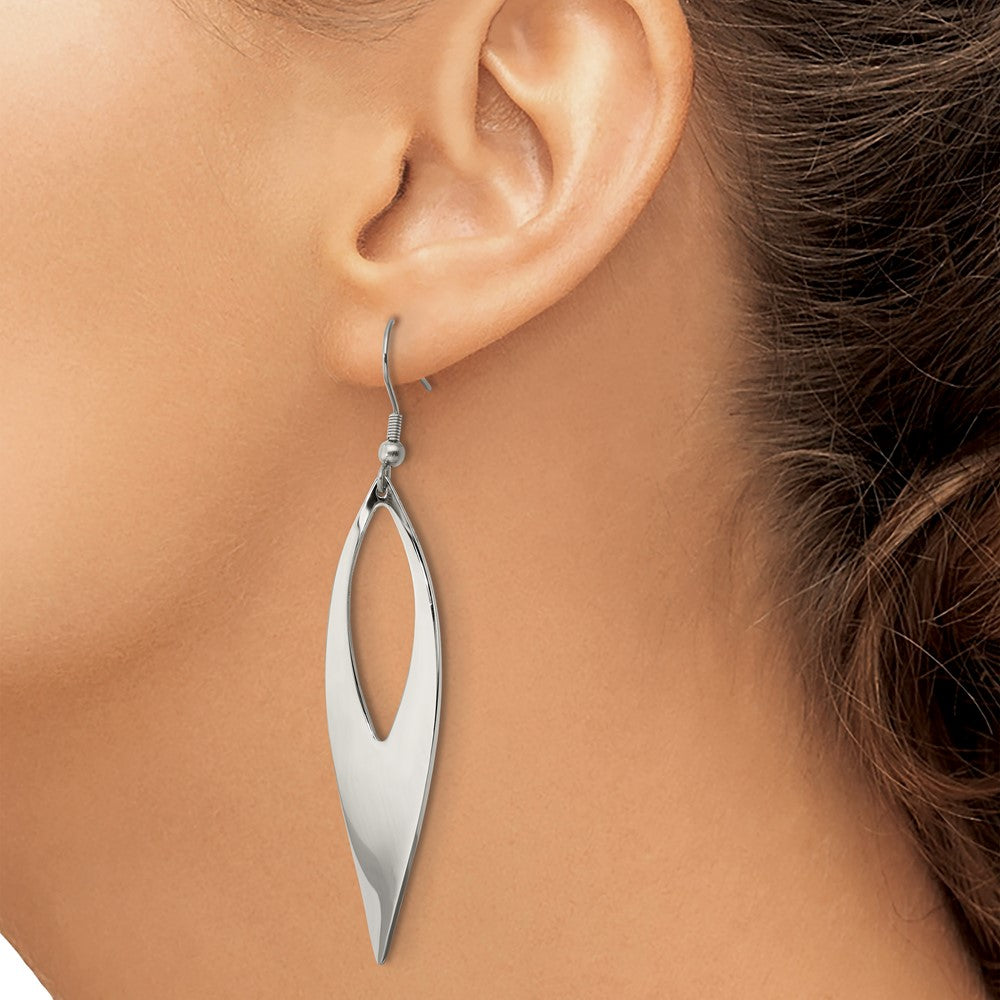 Chisel Stainless Steel Polished Dangle Shepherd Hook Earrings